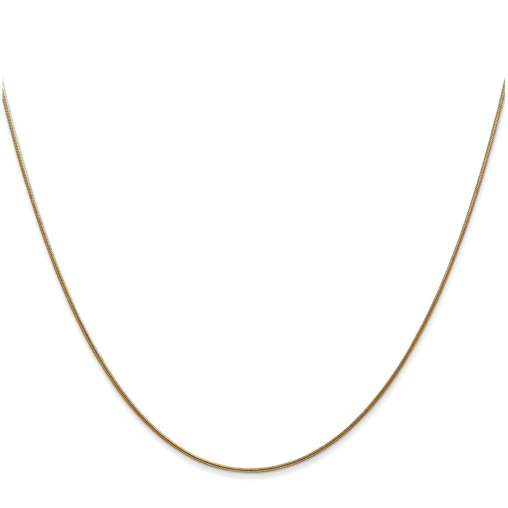 18 Inch 14K Yellow Gold .8mm Round Snake Chain Necklace