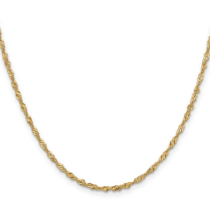 2 Inch 14K Yellow Gold 1.9mm Singapore Chain Necklace