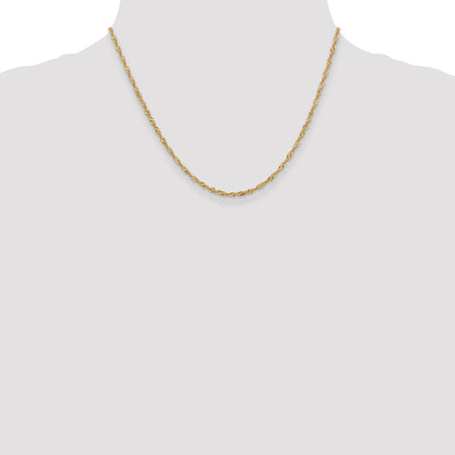 18 Inch 14K Yellow Gold 1.9mm Singapore Chain Necklace