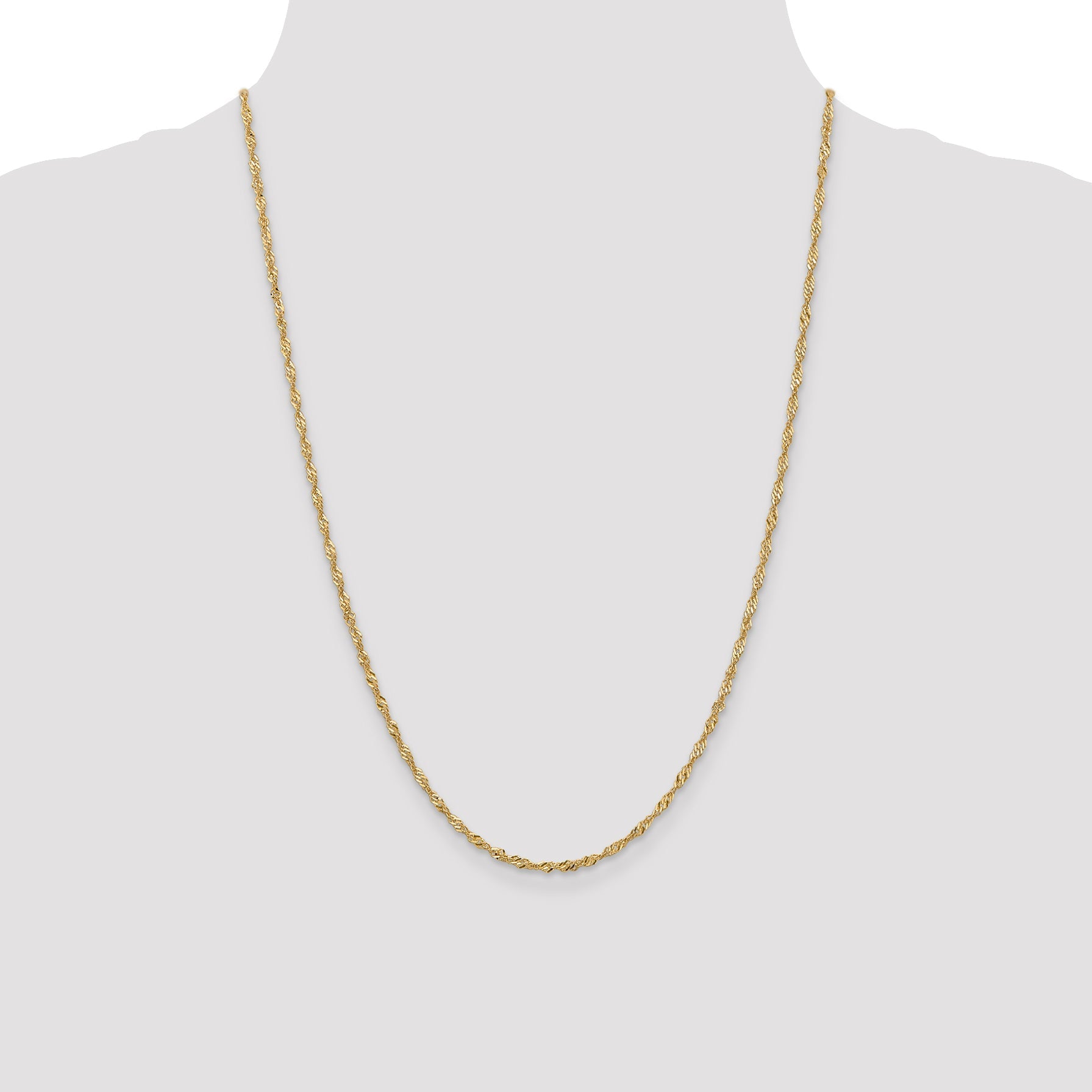 24 Inch 14K Yellow Gold 1.9mm Singapore Chain Necklace