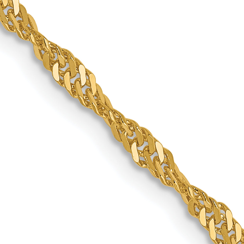 16 Inch 14K Yellow Gold 1.9mm Singapore Chain Necklace