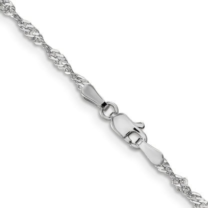 2 Inch 14K White Gold 1.9mm Singapore Chain Necklace