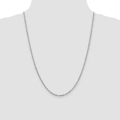 24 Inch 14K White Gold 1.9mm Singapore Chain Necklace