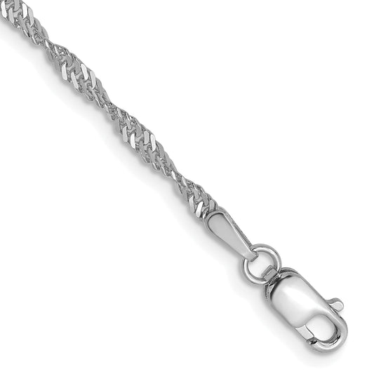 7 Inch 14K White Gold 1.9mm Singapore Chain Bracelet