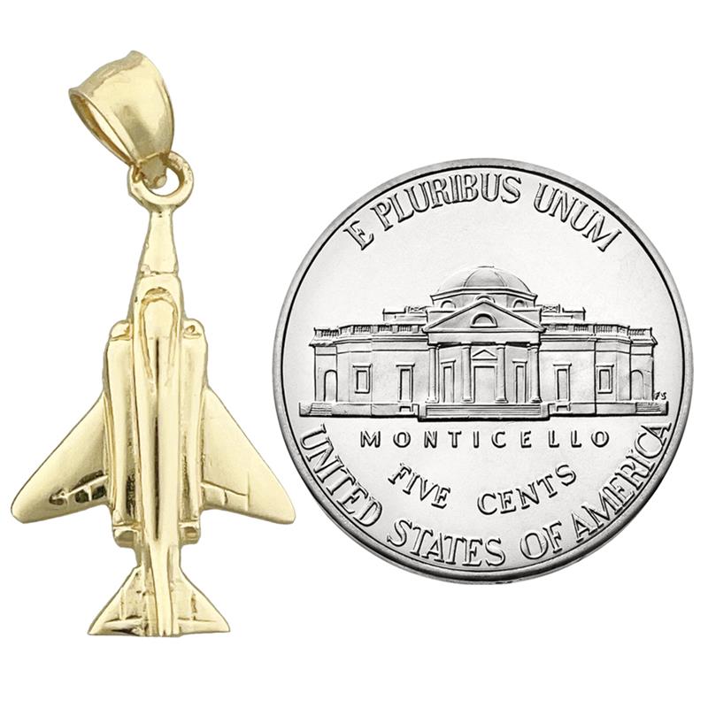 14K Gold F-4 Phantom Fighter Jet Charm