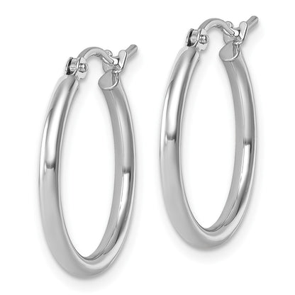 14K White Gold 2X20mm Polished Hoop Earrings