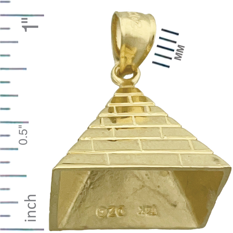 14K Gold 3D Egyptian Pyramid Pendant