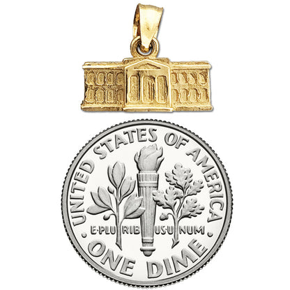 14K Gold 3D Washington DC White House Charm
