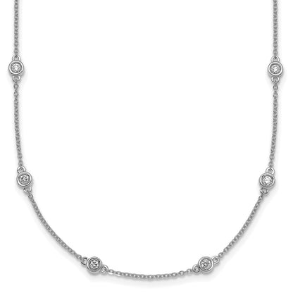 14K White Gold Complete 5/8 carat Bezel-set Diamond and Cable Chain 18-Station 18 Inch Necklace