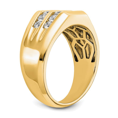 True Origin 14K Yellow Gold Men's 1/2 carat Lab Grown Diamond VS+ F+ Complete Double Channel Wedding Band Ring