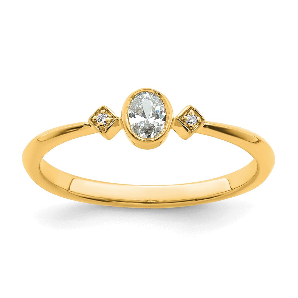 14K Yellow Gold Petite 3-Stone 1/15 carat Oval Diamond Complete Promise/Engagement Ring