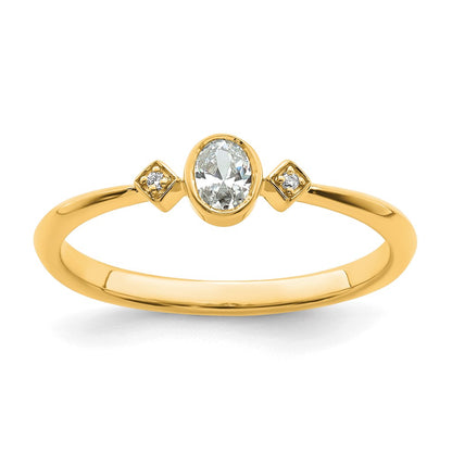 14K Yellow Gold Petite 3-Stone 1/15 carat Oval Diamond Complete Promise/Engagement Ring