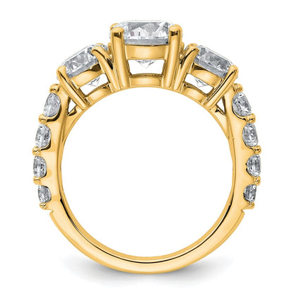14K Yellow Gold 4 carat Lab Grown Diamond VS/SI+ G+ Round Complete Three Stone Engagement Ring