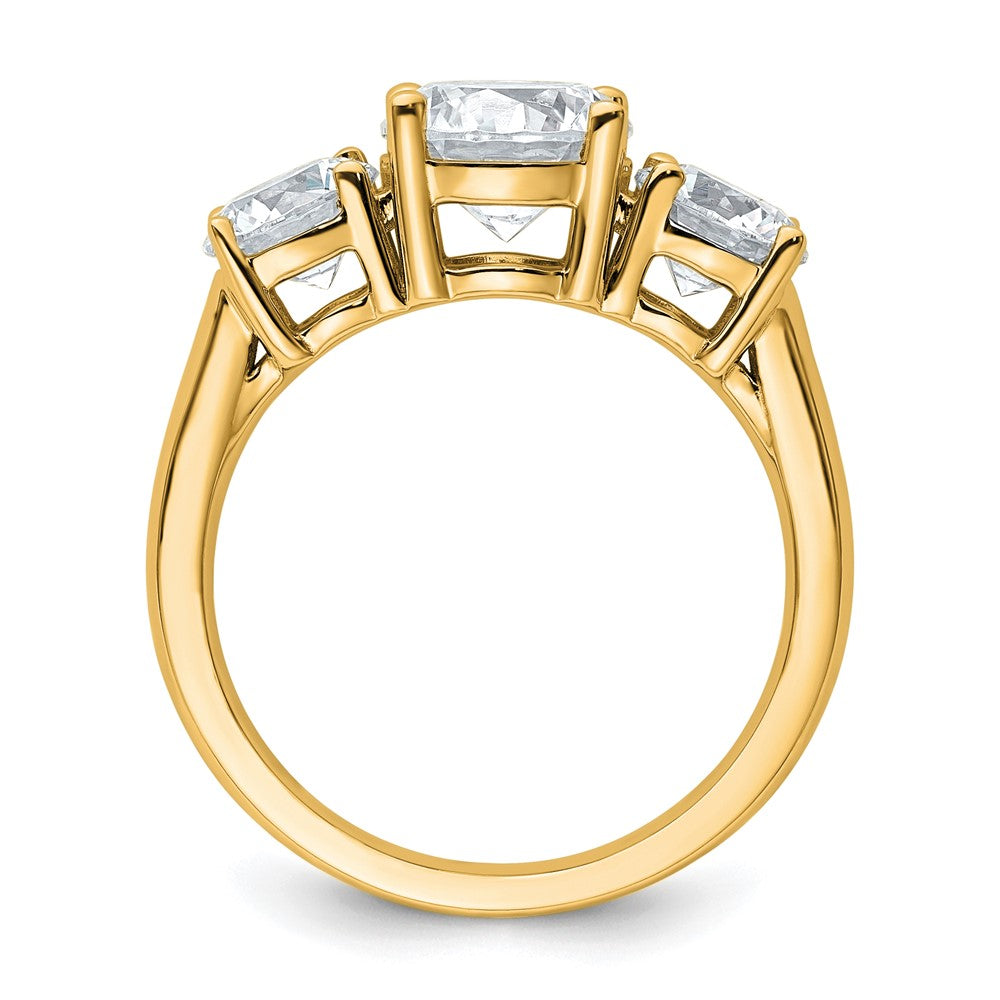 14K Yellow Gold 3 carat Lab Grown Diamond VS/SI+ G+ Three Stone Complete Engagement Ring