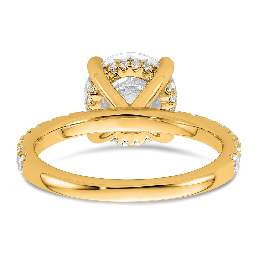 14K Yellow Gold 3 1/2 carat Certified Lab Grown Diamond VS+ F+ Round Complete Solitaire with Flair Engagement Ring