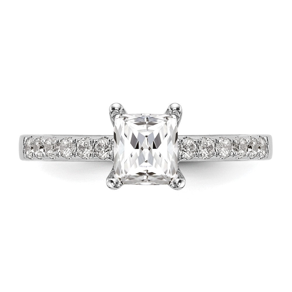 True Origin 14K White Gold 1/3 carat Lab Grown Diamond VS+ F+ Semi-Mount Emerald Engagement Ring