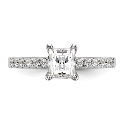 True Origin 14K White Gold 1/3 carat Lab Grown Diamond VS+ F+ Semi-Mount Emerald Engagement Ring
