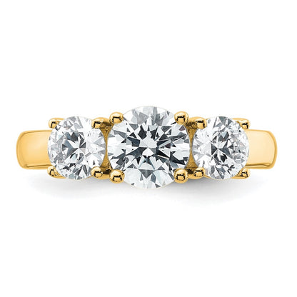 14K Yellow Gold 2 carat Certified Lab Grown Diamond VS+ F+ Three Stone Complete Engagement Ring
