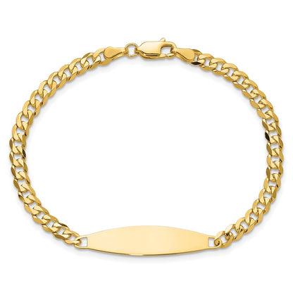 14K Yellow Gold Polished Solid Chain/Solid Plate Flat Curb Link 29.5x8mm Plate 8 Inch ID Bracelet