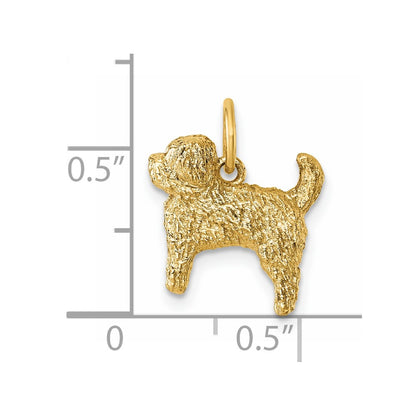 14K Yellow Gold Polished Furry Lab Dog Pendant