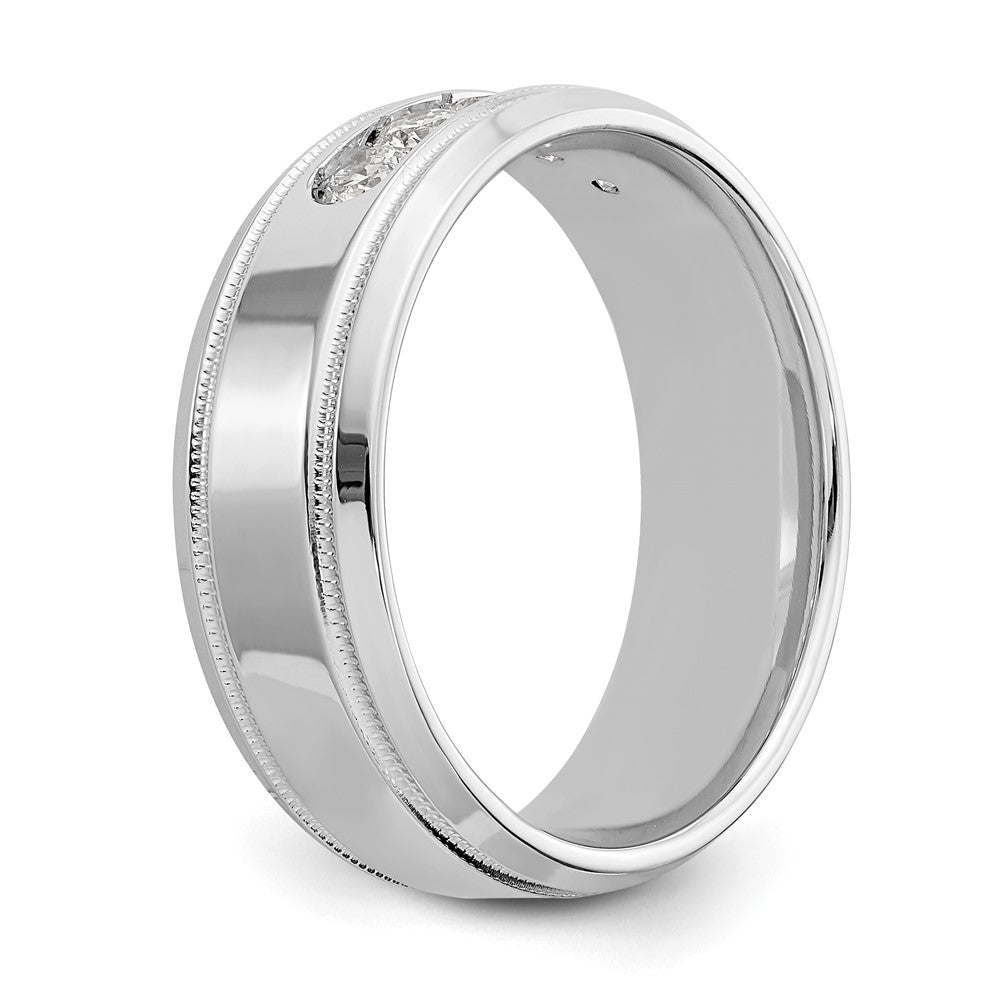 True Origin 14K White Gold 1/2 carat Lab Grown Diamond VS+ F+ Size 10 Complete Bevel Miligrain Wedding Band Ring