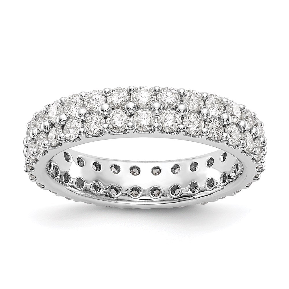 14K White Gold Polished Round 2CT Double Row Diamond Eternity Wedding Band Ring