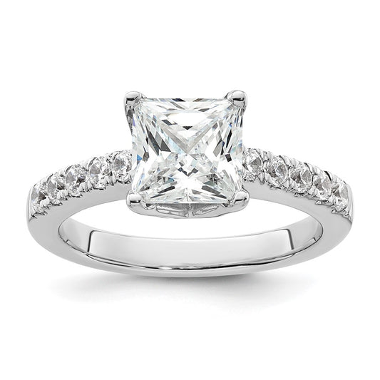 True Origin 14K White Gold 3/8 carat Lab Grown Diamond VS+ F+ Semi-Mount Princess Engagement Ring