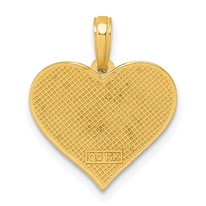 14K Yellow Gold Polished Grooved Heart Pendant