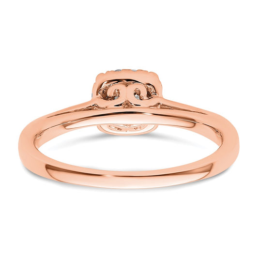 14K Rose Gold Halo (Holds 1/4 carat (4.1mm) Round Center) 1/8 carat Diamond Semi-mount Engagement Ring
