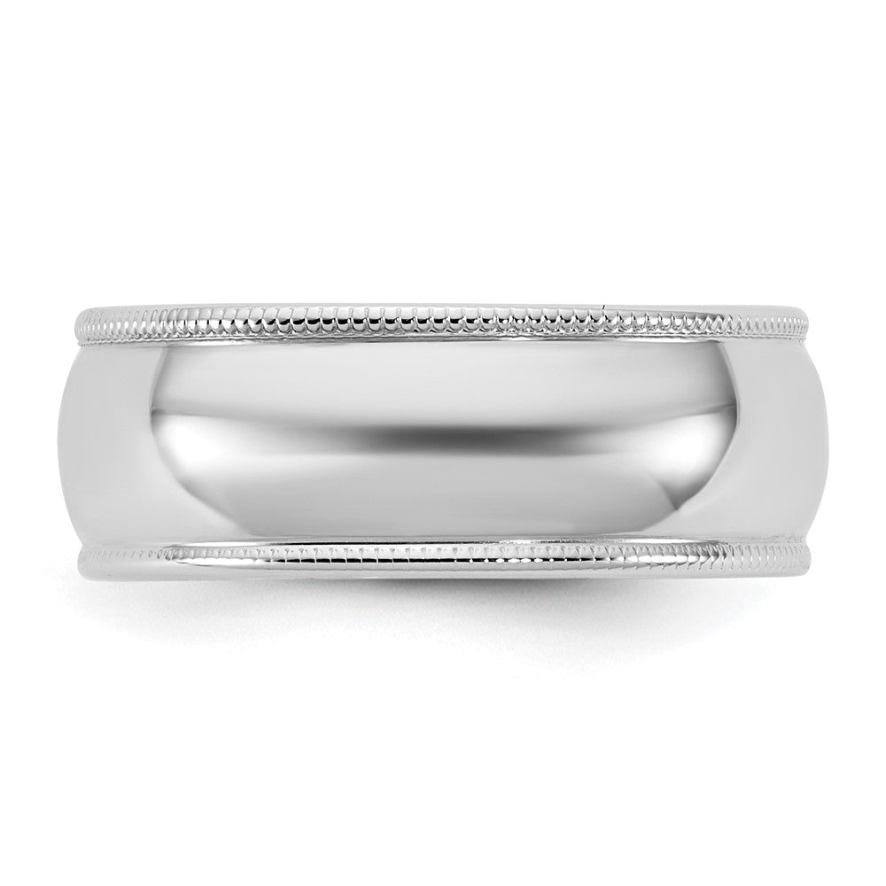14k White Gold 7mm LTW Milgrain Half Round Wedding Band Ring