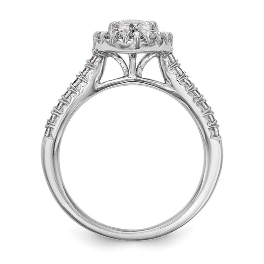 True Origin 14K White Gold 1/2 carat Lab Grown Diamond VS+ F+ Semi-Mount Marquise Halo Engagement Ring