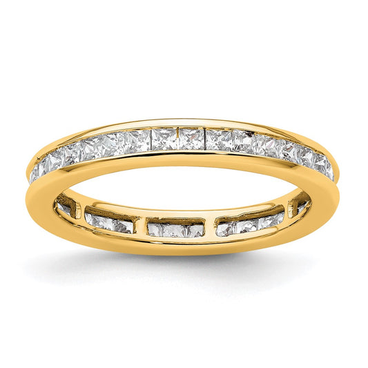14K Yellow Gold Polished Size 6.5 Channel-set 1 carat Princess Diamond Complete Eternity Wedding Band Ring