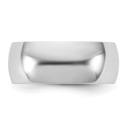 14k White Gold 7.5mm LTW Half Round Wedding Band Ring