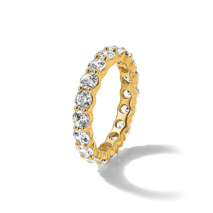 14K Yellow Gold Polished Size 8.5 U-Shared Prong 3 carat Diamond Complete Eternity Wedding Band Ring