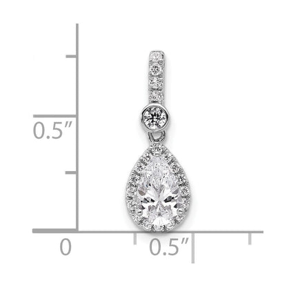 14K White Gold 1 carat Lab Grown Diamond VS/SI+ G+ Pear Complete Halo Pendant
