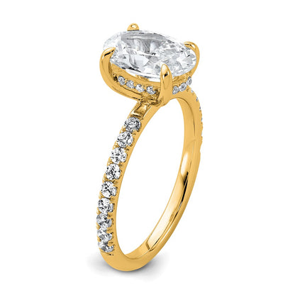 14K Yellow Gold 2 5/8 carat Certified Lab Grown Diamond VS/SI+ G+ Oval Complete Solitaire with Flair Engagement Ring