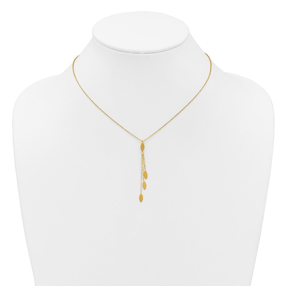 14K Yellow Gold Polished Oval 3-Dangles 16 Inch Necklace Plus 2 Inch Extender