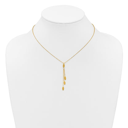 14K Yellow Gold Polished Oval 3-Dangles 16 Inch Necklace Plus 2 Inch Extender