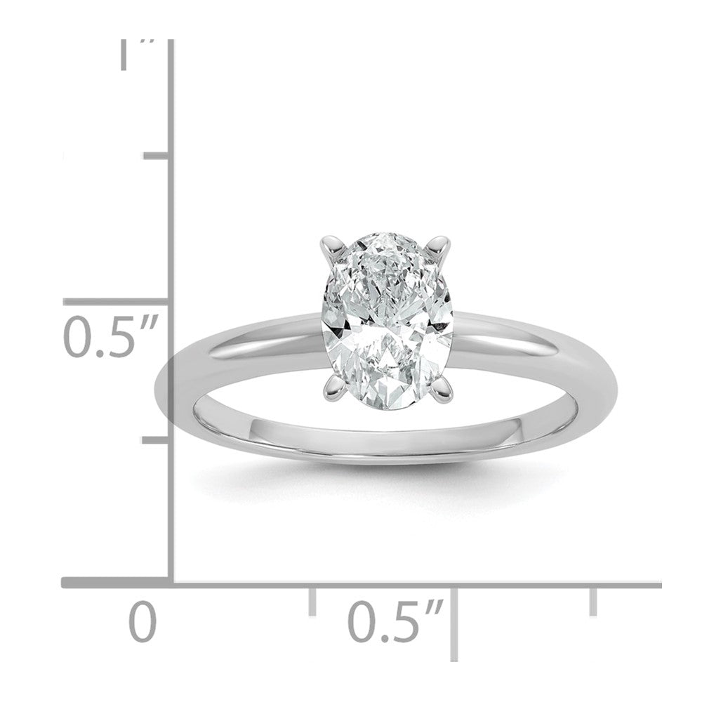 14K White Gold 1 carat Lab Grown Diamond VS+ F+ Oval Complete Solitaire Engagement Ring