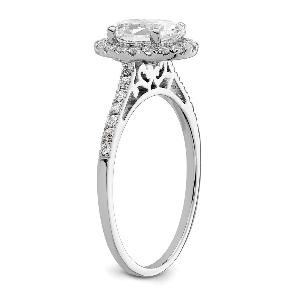 14K White Gold Halo (Holds 1.5 carat (8x6mm) Oval Center) 1/3 carat Diamond Semi-mount Engagement Ring
