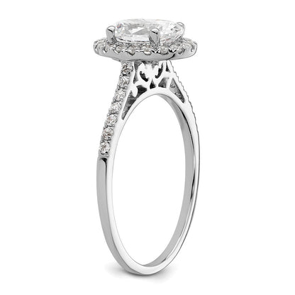 14K White Gold Halo (Holds 1.5 carat (8x6mm) Oval Center) 1/3 carat Diamond Semi-mount Engagement Ring