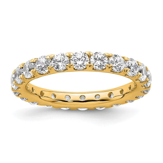 14K Yellow Gold Polished Size 6 U-Shared Prong 2 carat Diamond Complete Eternity Wedding Band Ring