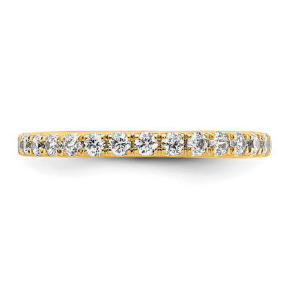14K Yellow Gold Polished Size 8 U-Shared Prong 1 carat Diamond Complete Eternity Wedding Band Ring