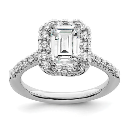 14K White Gold Halo (Holds 1.5 carat (7.7x5.8mm) Emerald-cut Center) 5/8 carat Diamond Semi-mount Engagement Ring