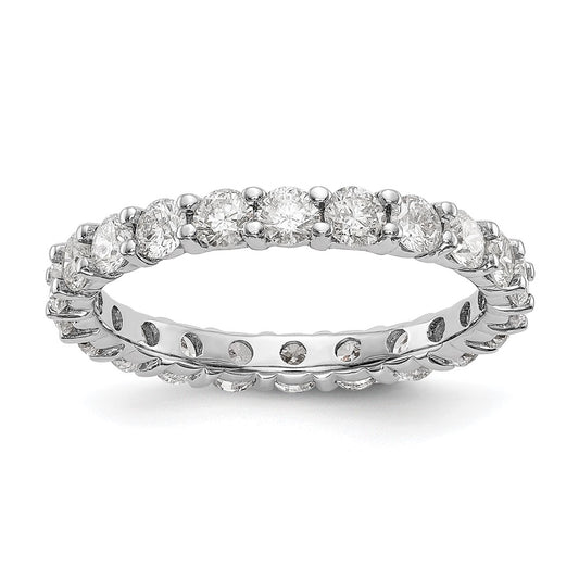 14K White Gold Polished Shared Prong 2ct VS Diamond Eternity Wedding Band Ring