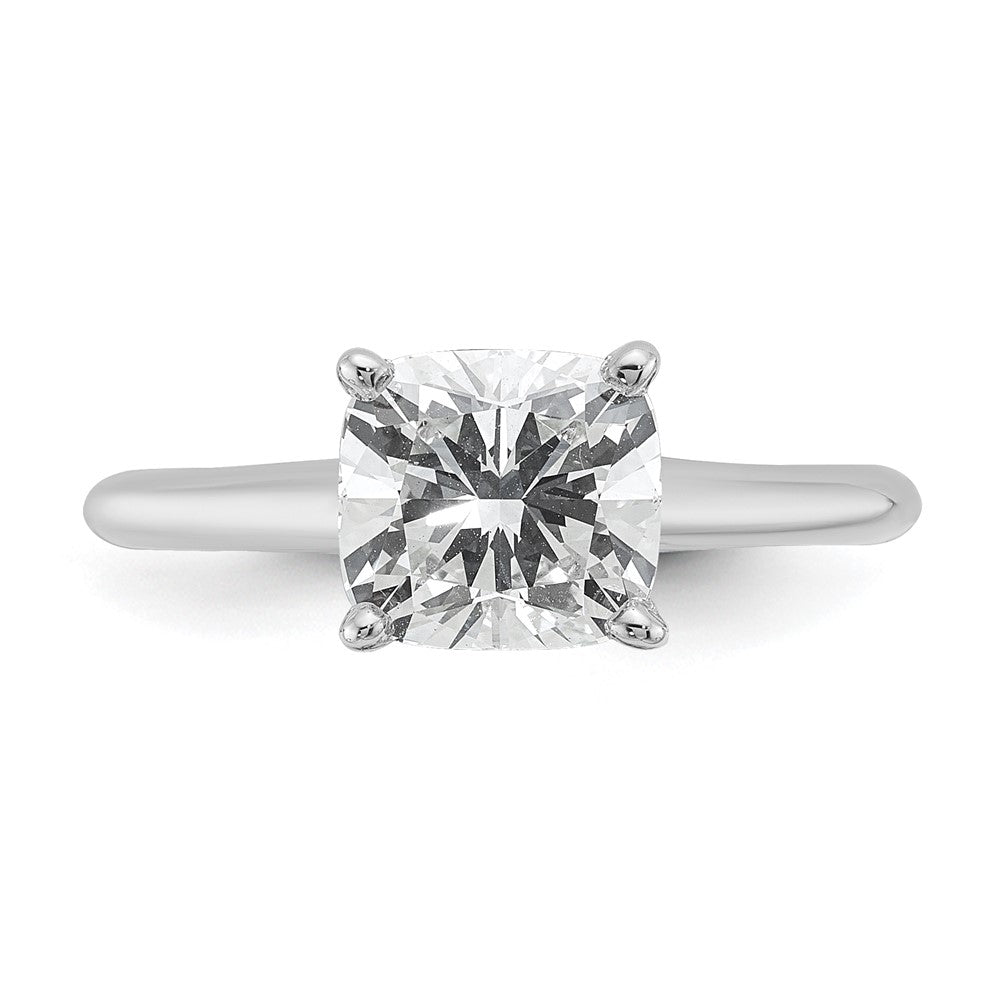 14K White Gold 2 carat Lab Grown Diamond VS+ F+ Cushion Complete Solitaire Engagement Ring
