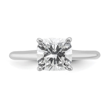 14K White Gold 2 carat Lab Grown Diamond VS+ F+ Cushion Complete Solitaire Engagement Ring