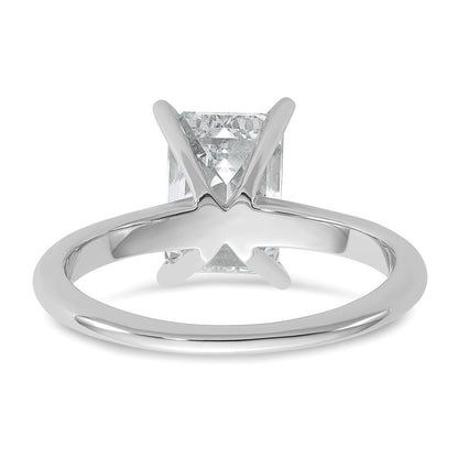 14K White Gold 2 1/2 carat Lab Grown Diamond VS+ F+ Emerald Solitaire Complete Engagement Ring