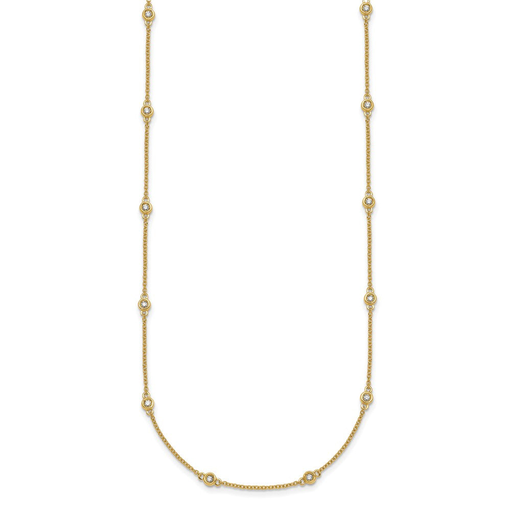 14K Yellow Gold Complete 1/3 carat Bezel-set Diamond and Cable Chain 18-Station 18 Inch Necklace