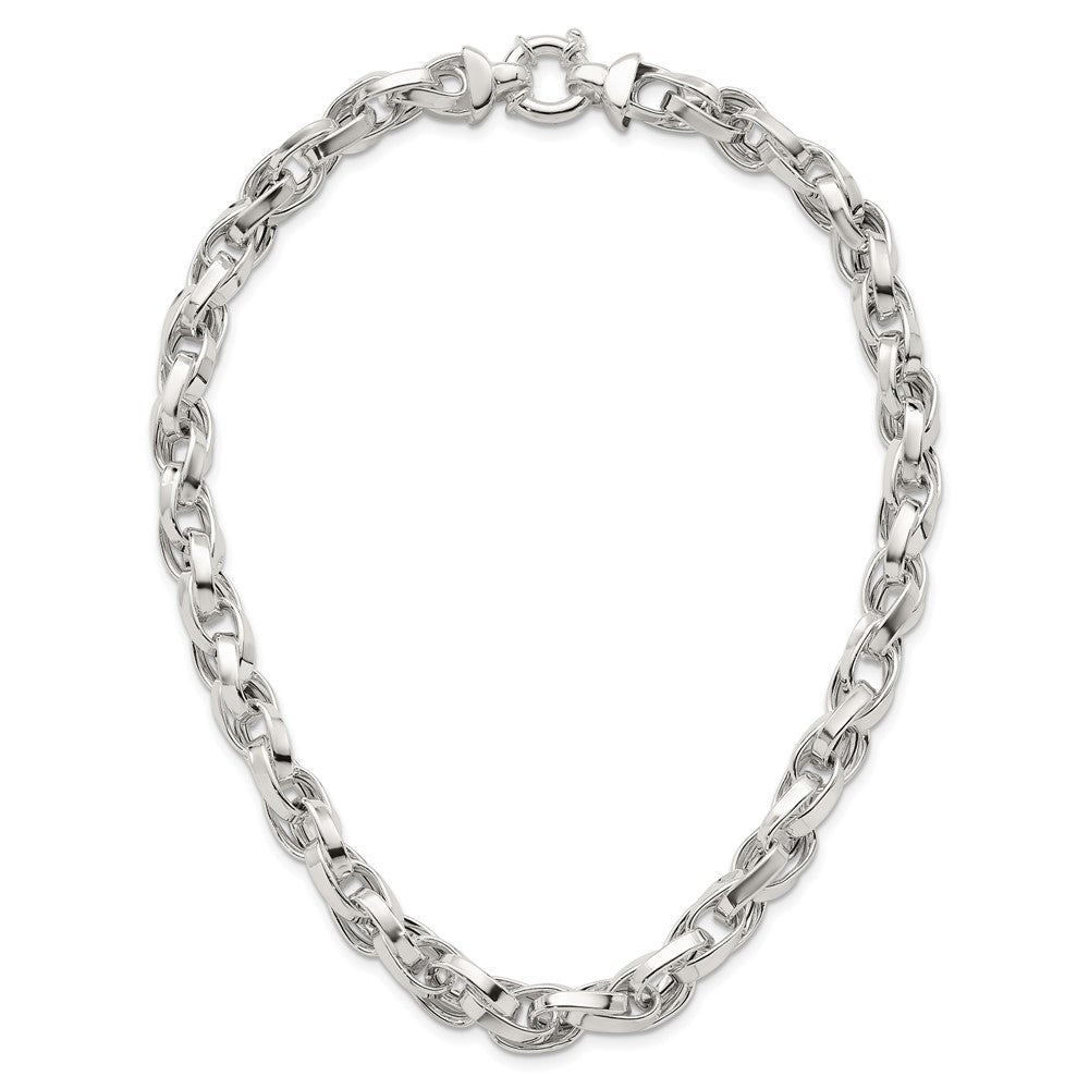 Sterling Silver Polished Double Twisted Link 18 Inch Necklace